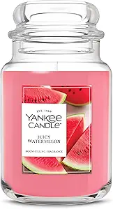 Yankee Candle Large Jar Scented Candle with up to 150 Hour Burn Time, Premium Plant Wax Blend for Consistent Burn, 22 oz Jar Candle with Room Filling Fragrance, Juicy Watermelon