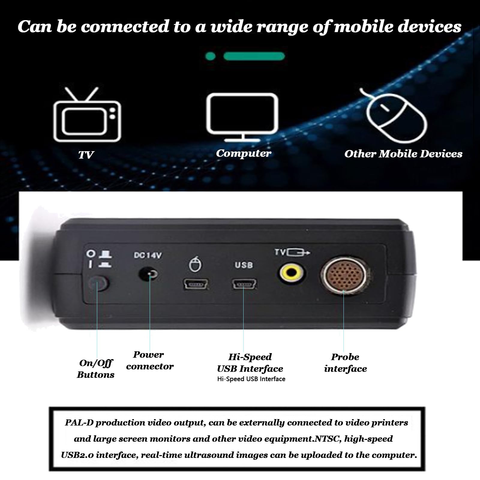Kit D'échographie Vétérinaire,Appareil D'échographie Vétérinaire Portable avec 3,5 MHz Sonde Rectale,Appareil D'échographie De Type B pour Animaux Agricoles,Porcs,Chèvres,Gestation