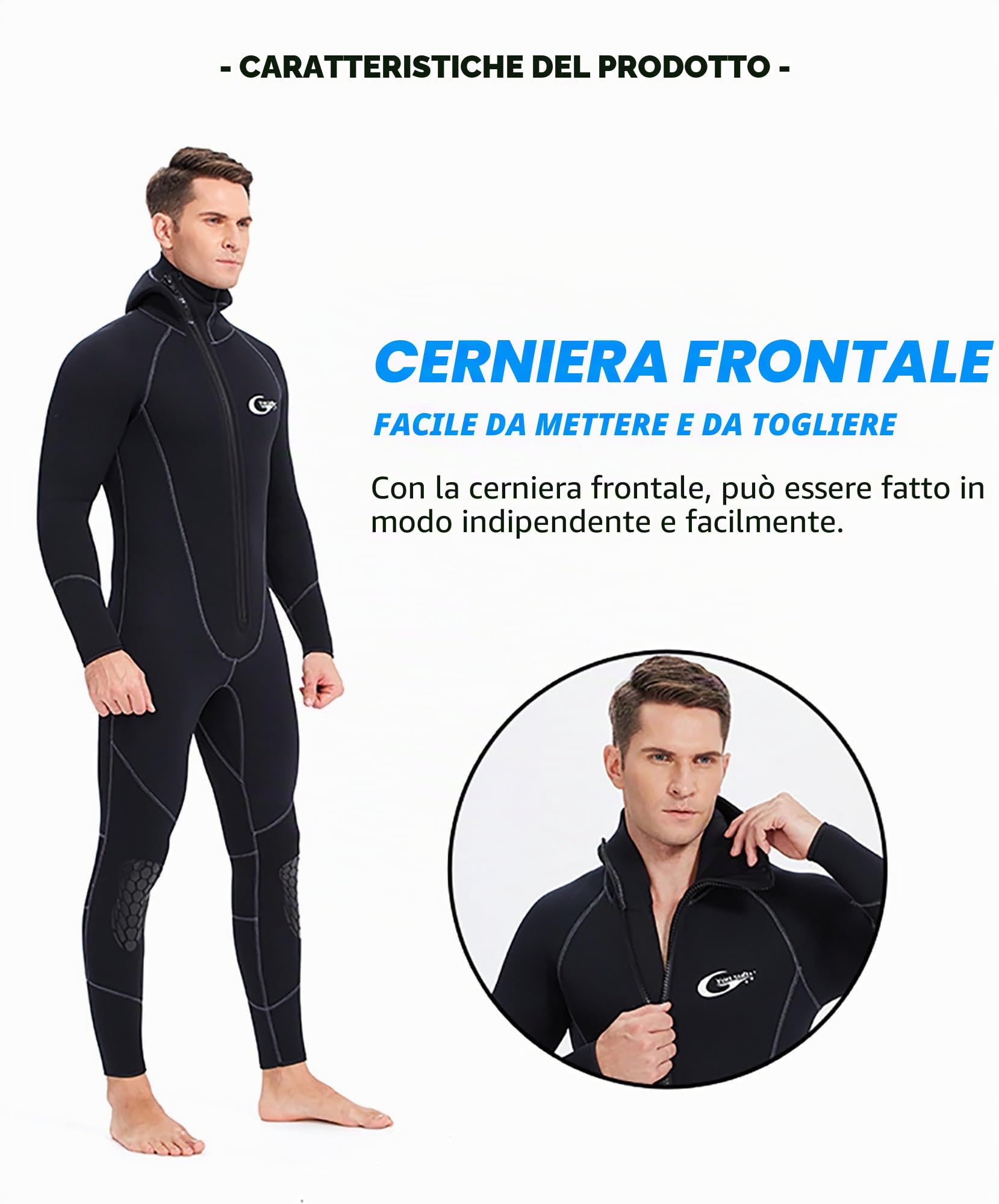 Muta mimetica for pesca subacquea 5MM Muta in neoprene da uomo Set separato da 2 pezzi Snorkeling Surf Muta da sub Costume da bagno for acque profonde