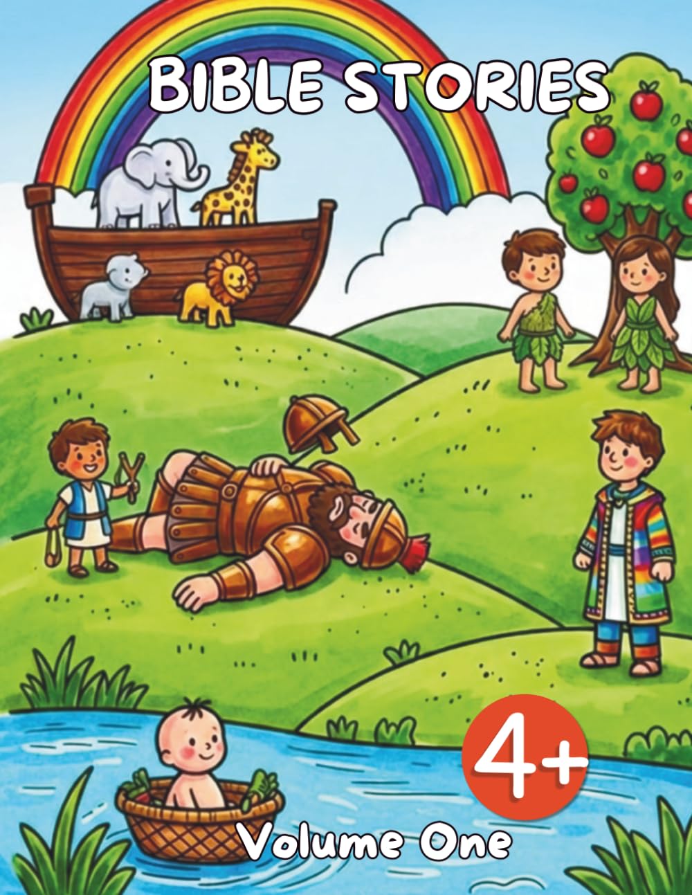 Adam and Eve, Noah and the Ark, David and Goliath, Joseph and his rainbow coat: Bible Stories Coloring Book for Kids (Bible Adventures Colouring Book)