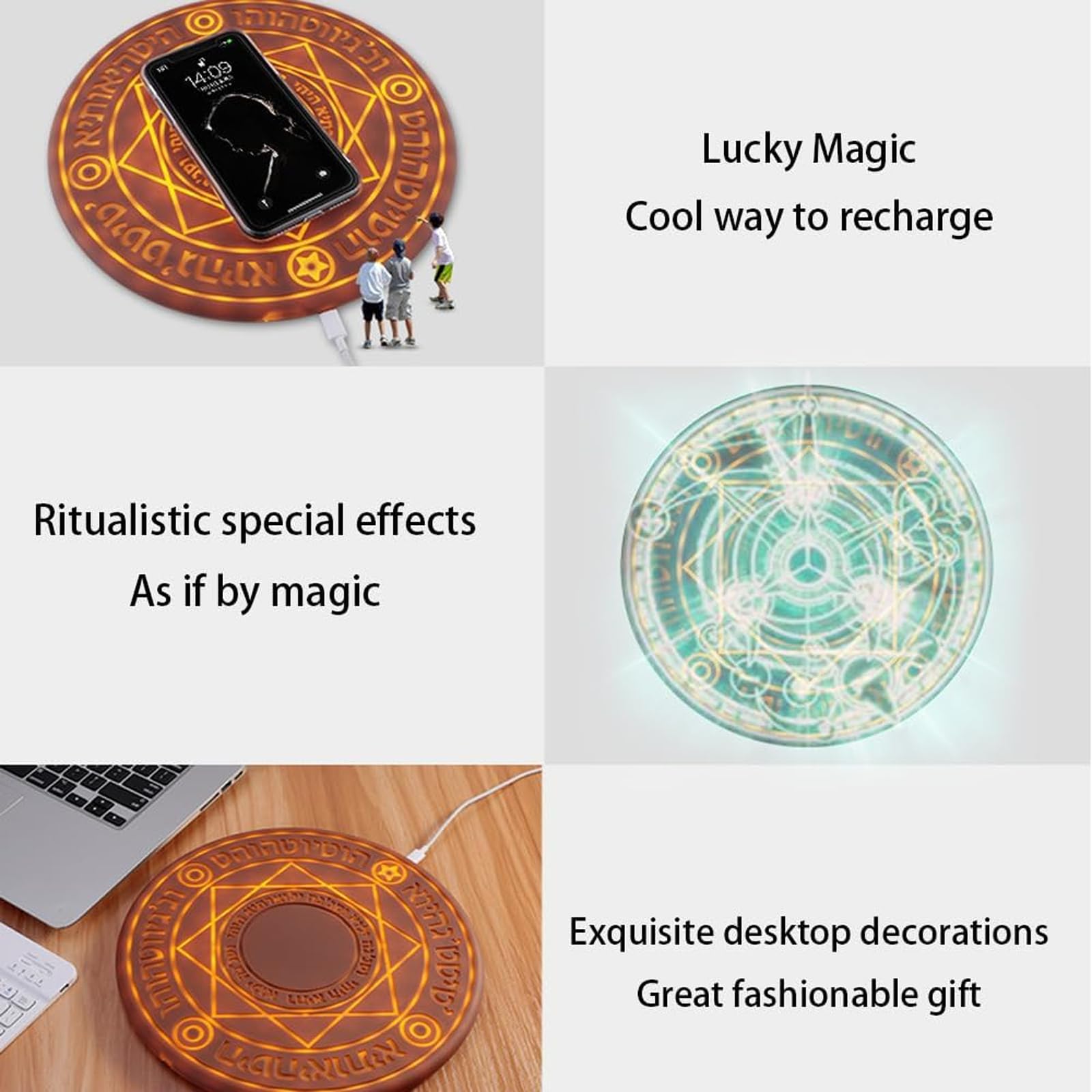 Bezprzewodowa ładowarka Magic, stacja ładowania telefonów komórkowych, podstawka do ładowania biurka, automatyczne ładowanie indukcyjne z certyfikatem Qi,Brown