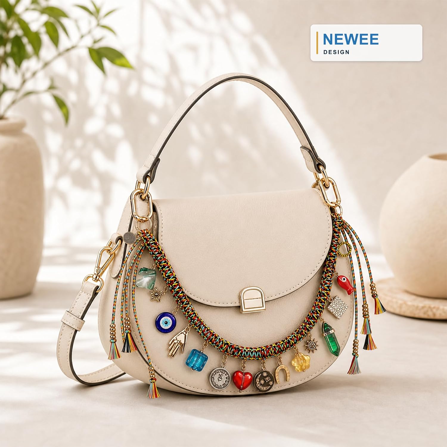 Newee Braided Bag Charm Chain Cute Bag Charms for Tote Bags Purse & Backpack Accessories for Women
