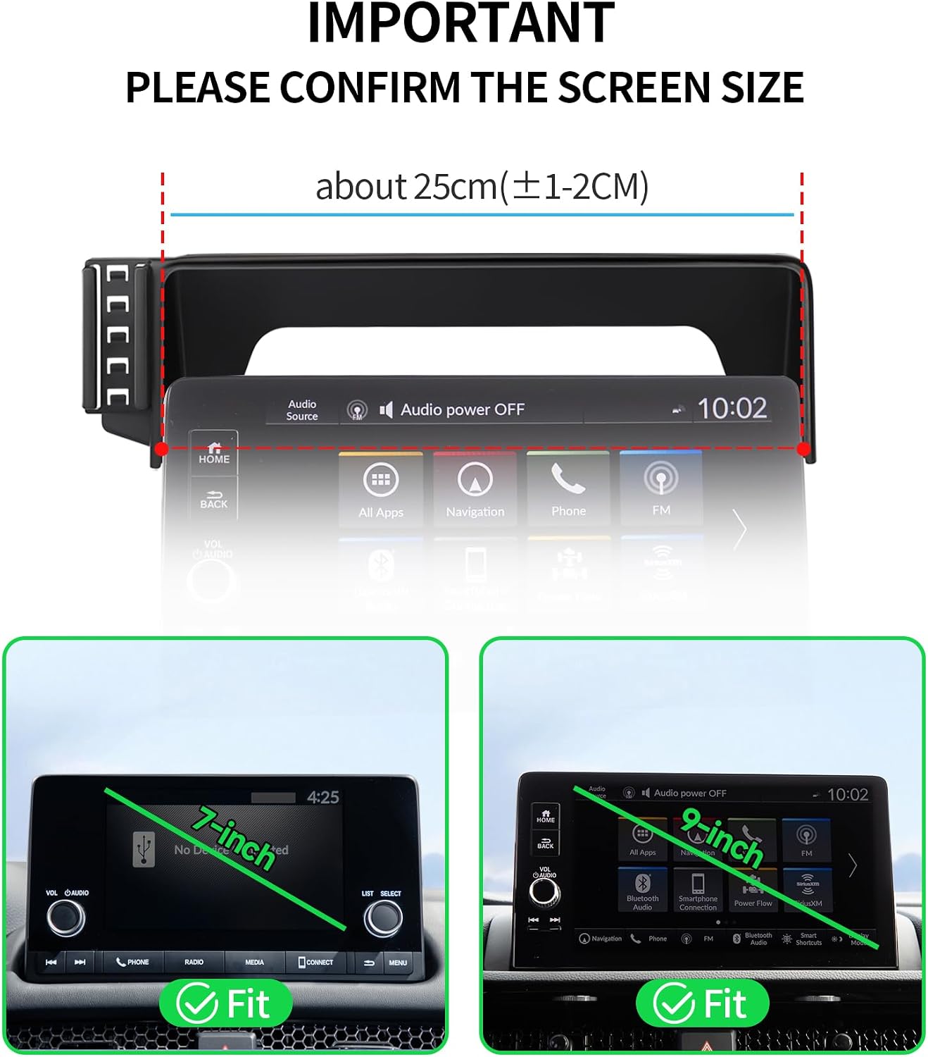 Wireless Charging Car Phone Holder for Honda Civic 2022-2025 / Civic Hybrid 2025 / Civic Type R 2023-2025, 7/9" Screen Fixed Clip, 360° Rotation Car Phone Mount Compatible with MagSafe