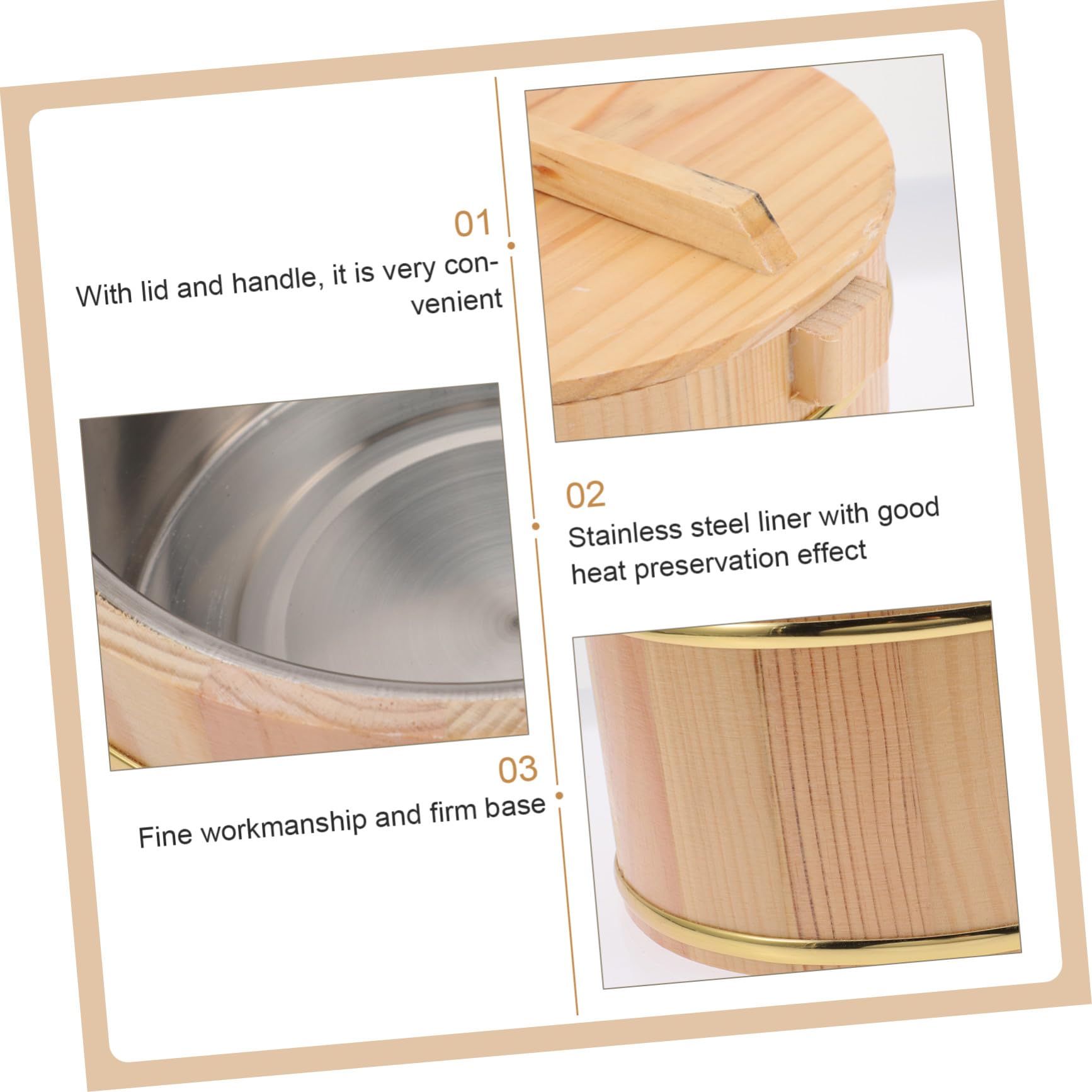 Contenitore Lucidata in Coperchio Manico Riso Legno o per con Stili multipli Superficie Anti-caldo Stili multipli Sushi Ristorante o Festa