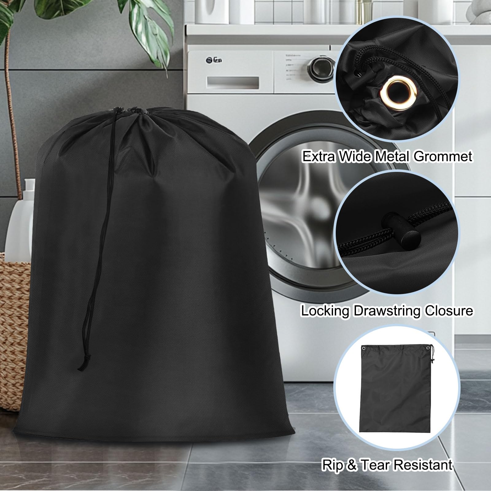 Borsa portabiancheria con coulisse, borsa per la biancheria sporca, riutilizzabile, resistente agli strappi, in nylon, multifunzionale, per campeggio, casa