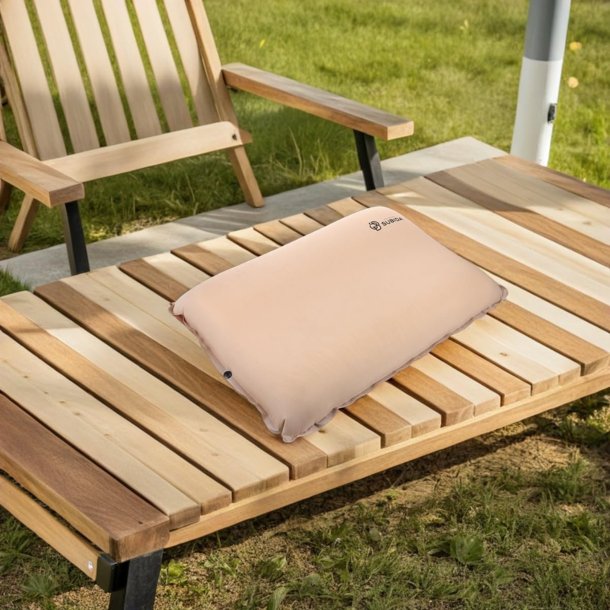 WOONEKY Almohada Inflable para Senderismo Ultraligera de Tela Elástica