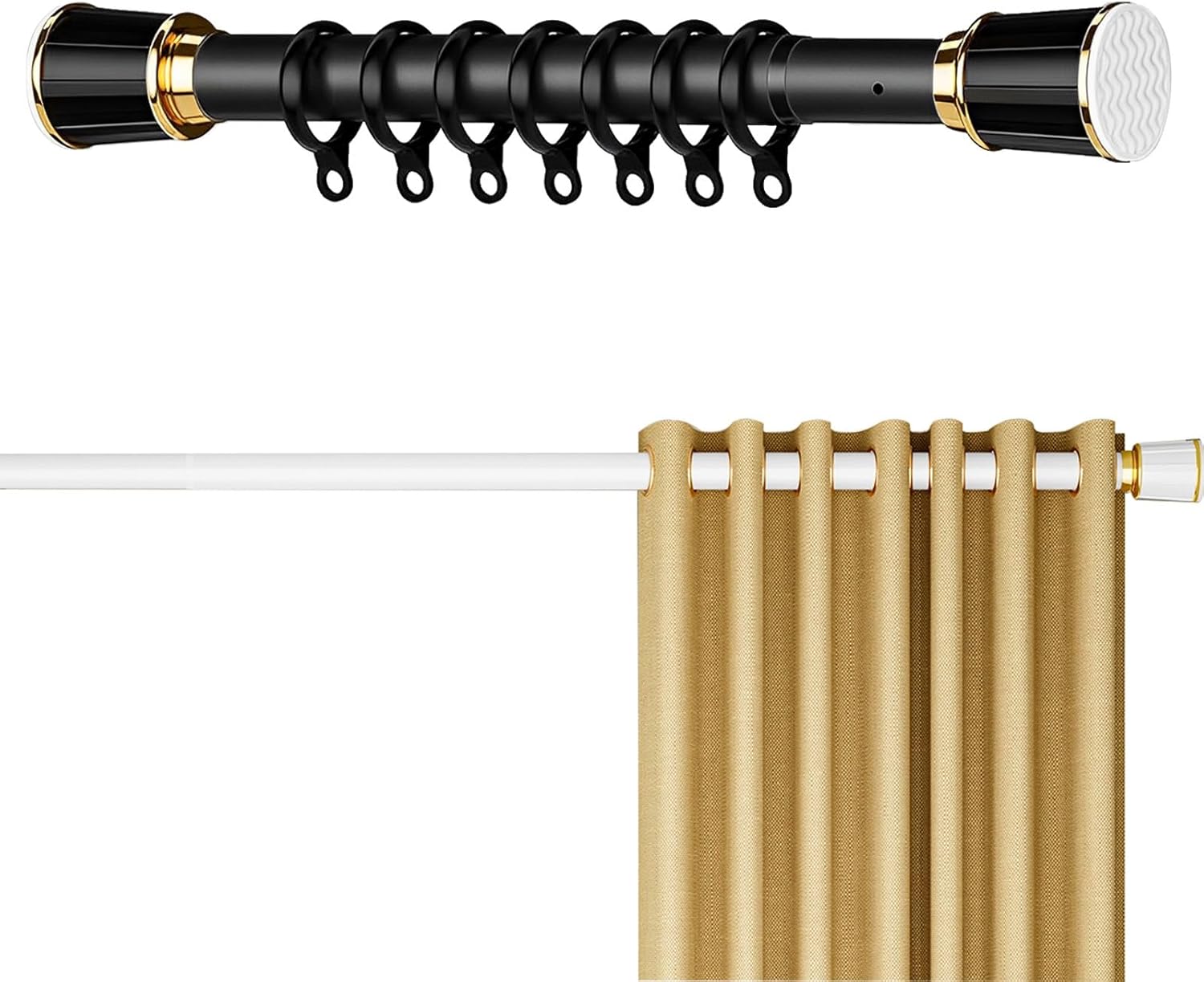 Shower Curtain Rod,16-200 Inch Adjustable Tension Spring Rod, Stainless Steel Tension Curtain Rod for Indoor/Outdoor Use, Anti-Slip, No Drilling (Color : Black, Size : 161"-197")