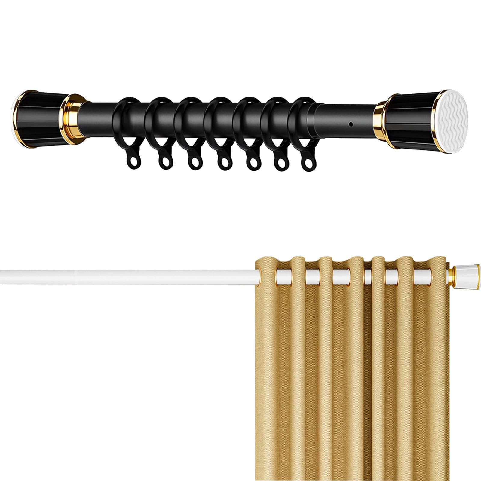 Plerile Shower Curtain Rod,16-200 Inch Adjustable Tension Spring Rod, Stainless Steel Tension Curtain Rod for Indoor/Outdoor Use, Anti-Slip, No