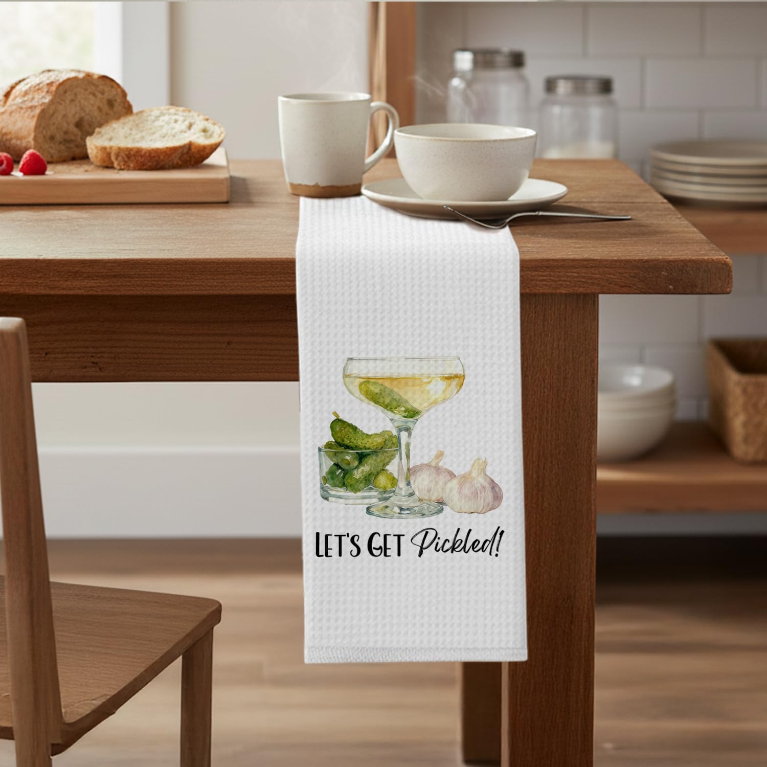 Funny Pickle Cocktail Kitchen Towels, Gifts for Pickle Lovers Dish Tea Towels, Gifts for Cocktail Lovers Decorative Hand Towels for Kitchen Bar, 16x24 Inch - Image 4