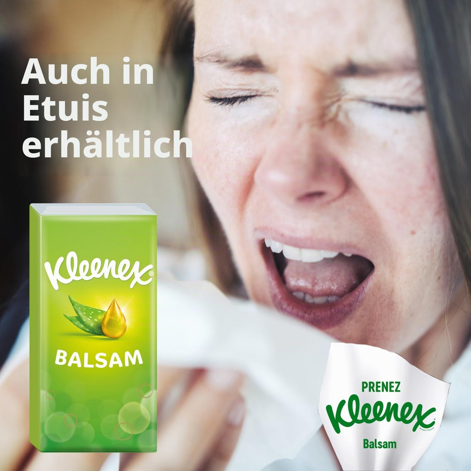 KLEENEX Balsam Taschentücher Maxi-Pack x112, 3-lagig, weiß, Unparfümiert, Karton, 112 Stück