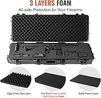 Vista 3 de VEVOR Rifle Case, Rifle Hard Case with 4 Layers Fully-protective Foams, Lockable Hard Gun Case with Wheels, IP67 Waterproof & Crushproof, for Rifles