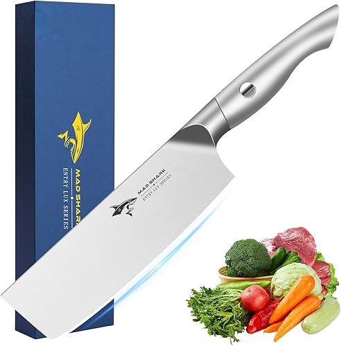 Nakiri - Cuchillo de chef para verduras de 7 pulgadas, cuchillo Usuba afilado, cuchillo multiusos con precisión y belleza, para el hogar y la cocina