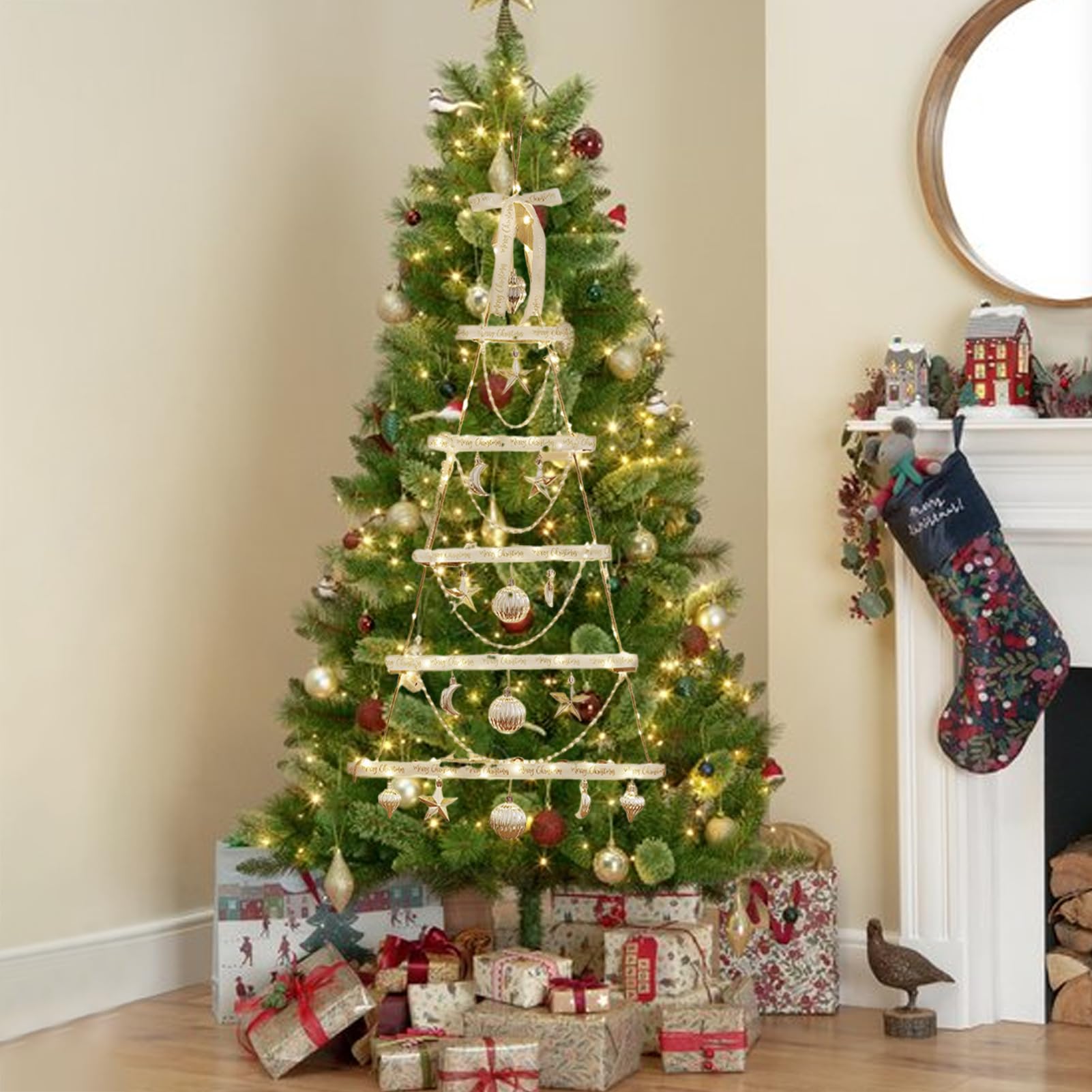 Albero Di Natale Da Parete A Forma Di per Albero di Natale in Legno con LED
