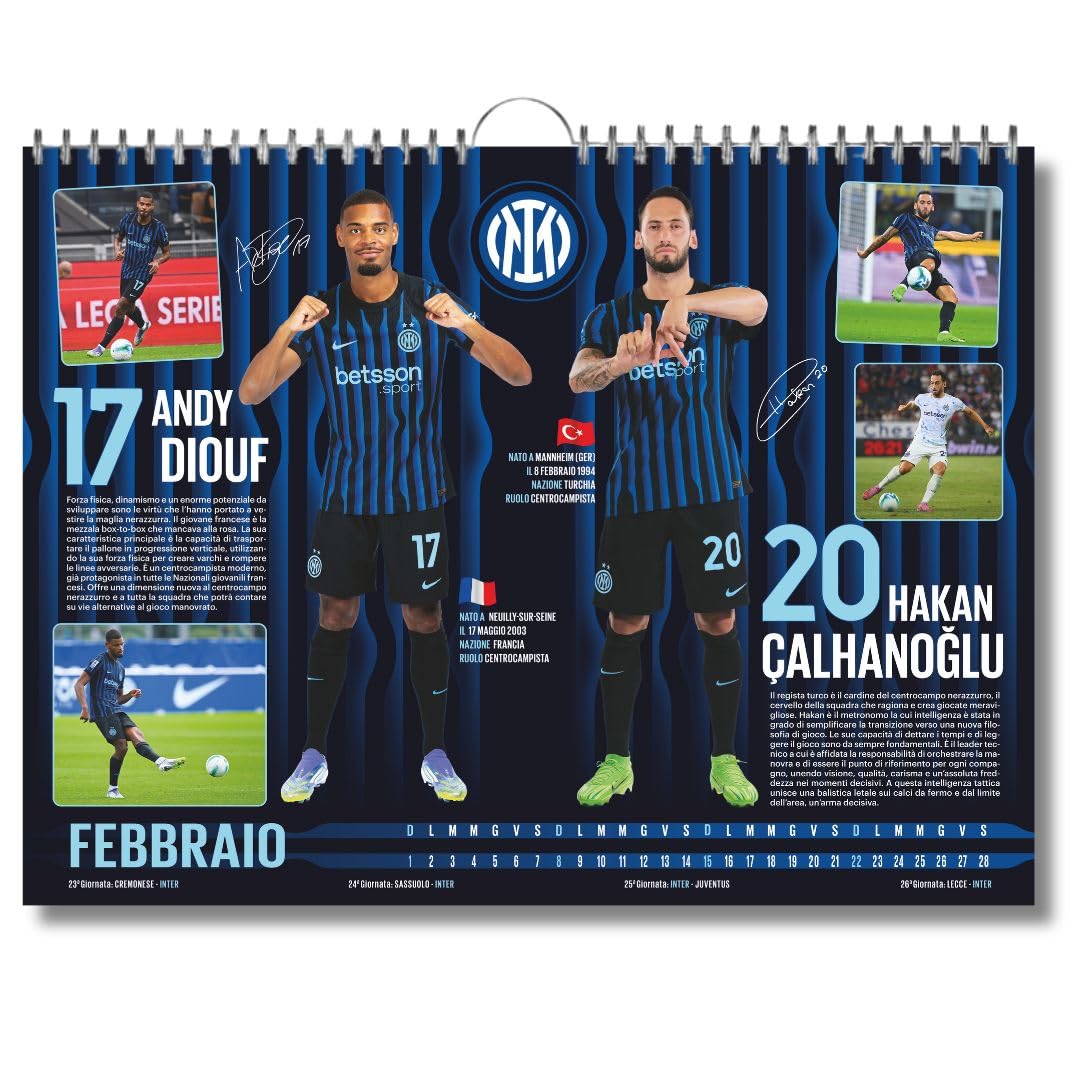 EURO PUBLISHING Calendrier horizontal Inter 2026 - Édition de collection - 44 x 33 cm - Produit officiel - Langue Italienne