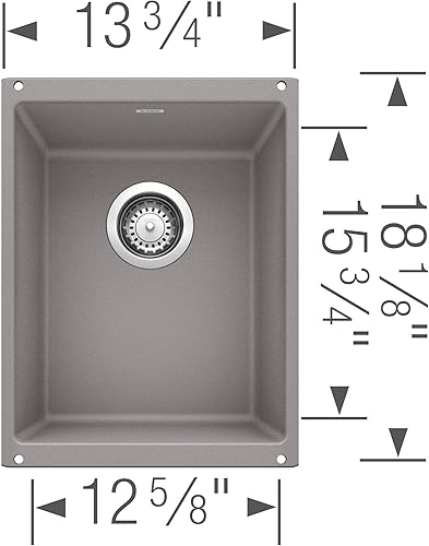 Miniatura 8 de BLANCO 519048 Precis - Fregadero mediano de un solo cuenco, 13.75 pulgadas de largo x 18.11 pulgadas de ancho