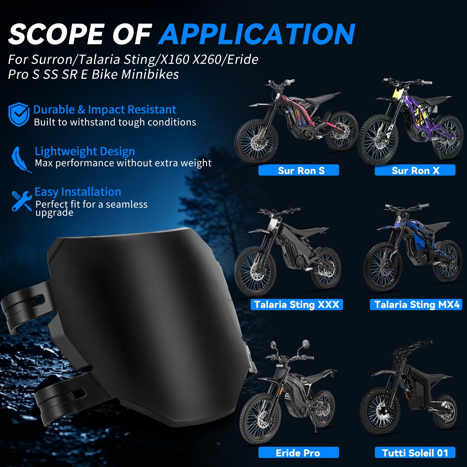 Motorrad Nummernschild,Kennzeichenhalter Motorrad Vorne Nummernschild Halterung für Surron Light Bee/Talaria Sting/X160 X260/Eride Pro S SS SR Ebike Minibikes Schwarz