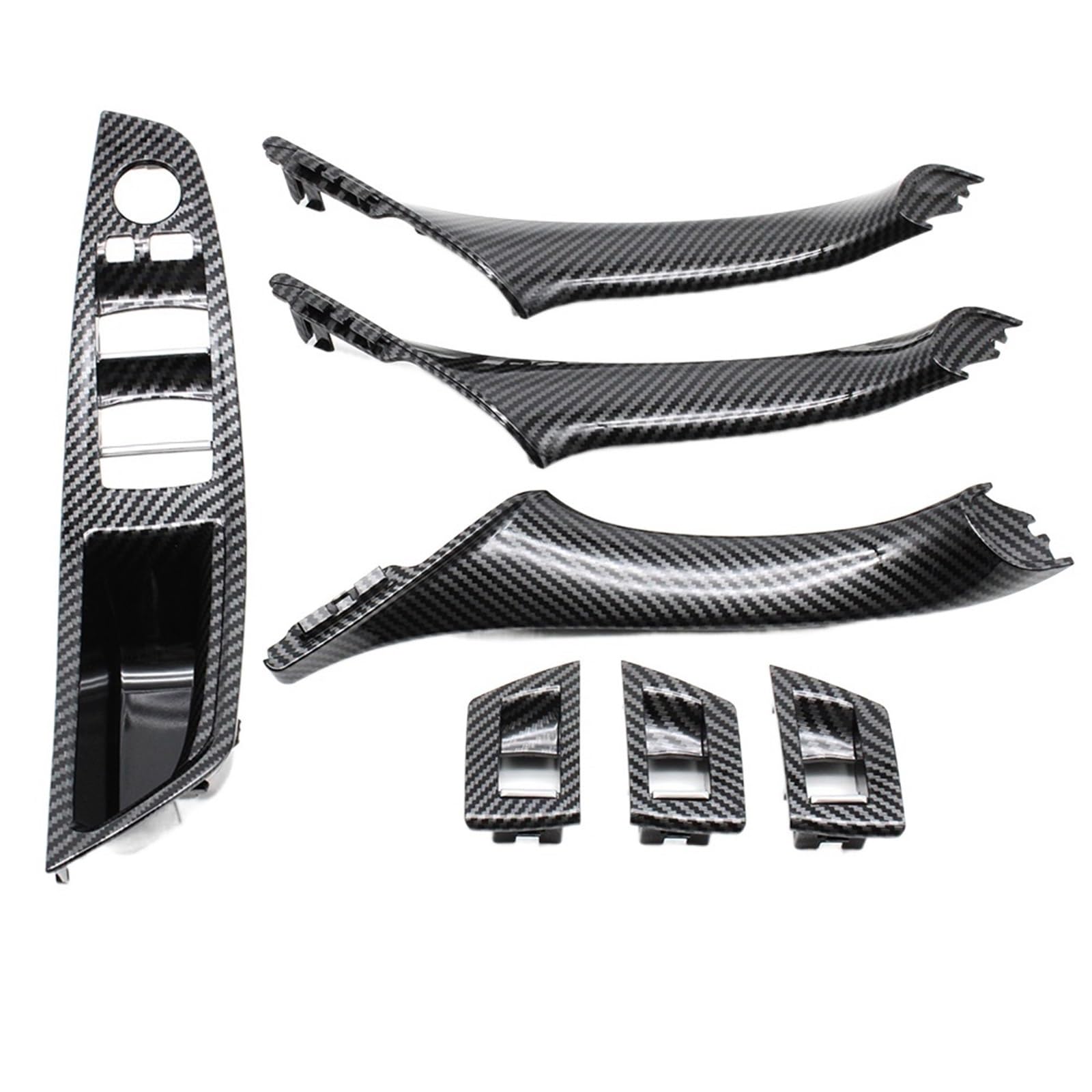 OEXRIGRU Car Interior Door Handles for BMW 5 Series F10 F18 523 525 528 LHD Car Interior Door Handle Pull 7PCS Set(Model A Crbonfiber)