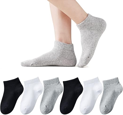 EPEIUS Kids Ankle Socks Girls Seamless Low Cut No Show Socks Cotton Thin Athletic Socks for Boys 6 Pack