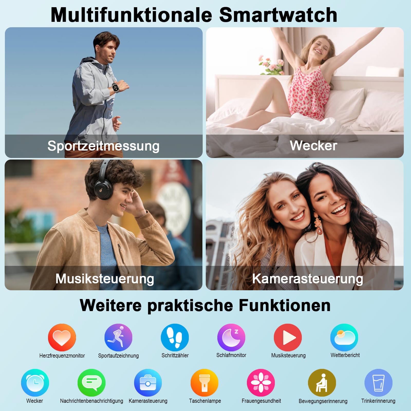 Jugeman Smartwatch Herren mit GPS,2.06" HD Smart Watch mit Telefonfunktion | Fitnessuhr/IP68 Wasserdicht,Sportuhr/110+ Sportmodi,Herzfrequenz/Schlafmonitor/Schrittzähler,Militär Uhr für Fitness Tracker
