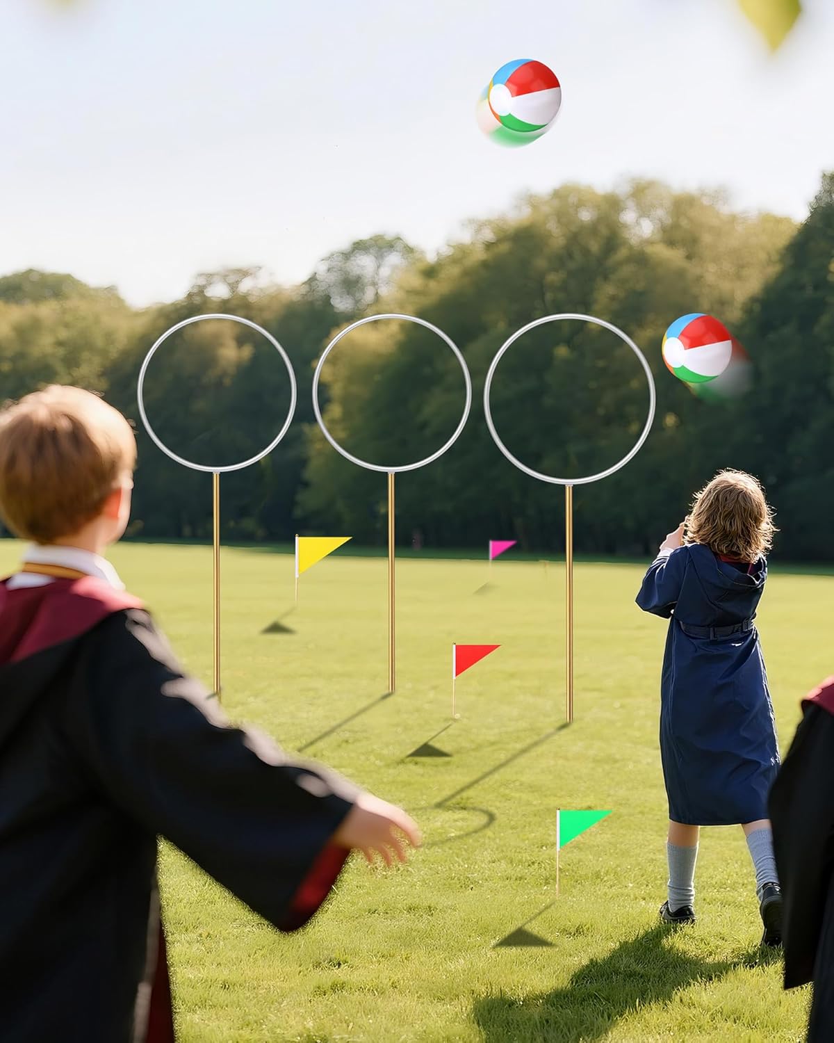 Magical Wizard Decor Including 3 Large Magical Rings Hoops 5 Flags and 5 Inflatable Balloon Decor for Birthday Party Wizard Theme Decoration