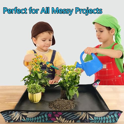 Miniatura 6 de Tapete de trasplante para trasplante de plantas y control de desorden de 29.5 x 29.5 pulgadas, tela Oxford, impermeable, plegable, para plantas,