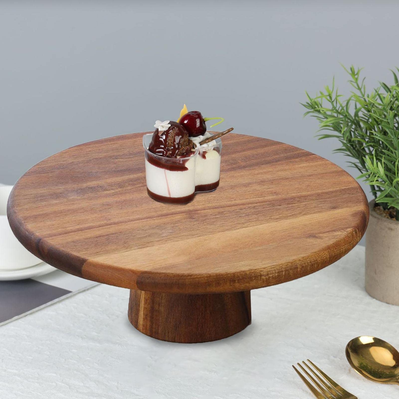 MagiDeal Expositor de tartas de madera, bandeja de aperitivos redonda, multifuncional, bandeja de servicio, soporte para magdalenas para regalos de cocina, mesa de 30 cm