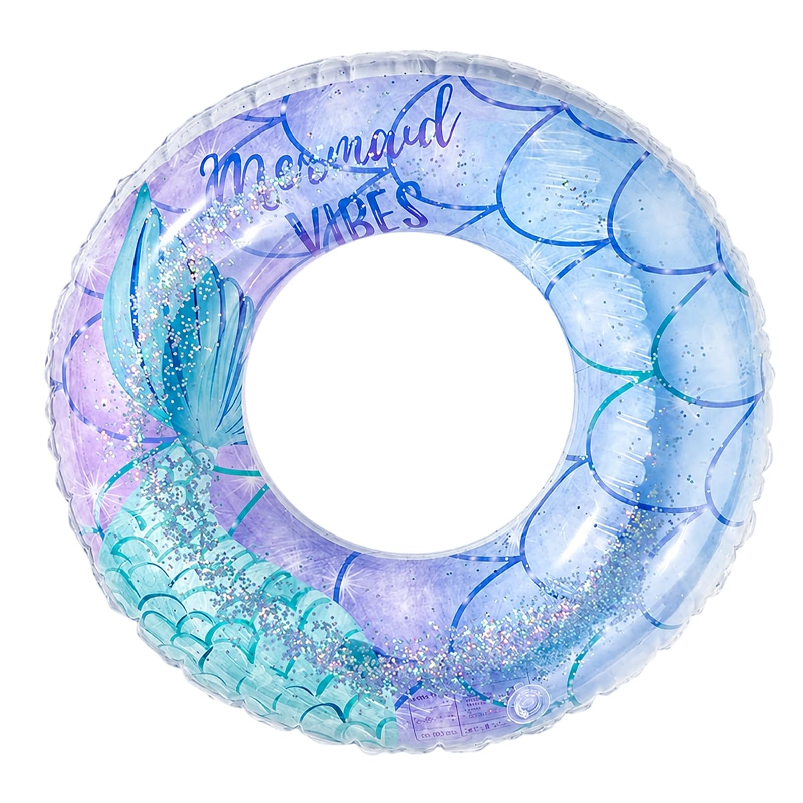 Pool Inflatables for Kids, Mermaid Swimming Float with Blue Sequins, Inflatable Pool Floats for Swimming Practice and Beach Activities, Summer Pool Float for Younger Users