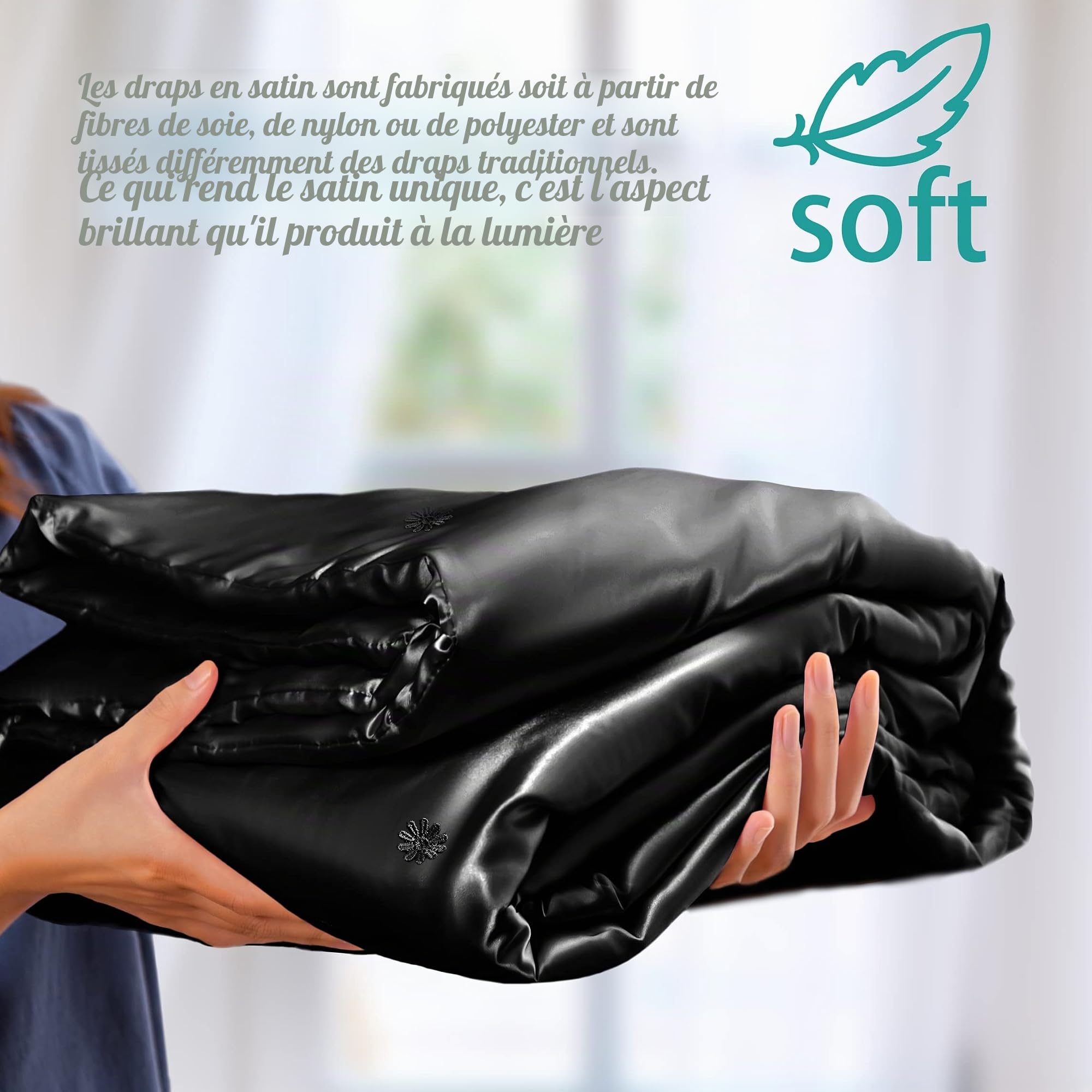 Vonty Couverture en satin, rafraîchissante, soyeuse et infroissable en tricot torsadé pour canapé, lit, extérieur - 152,4 x 203,2 cm - Noir