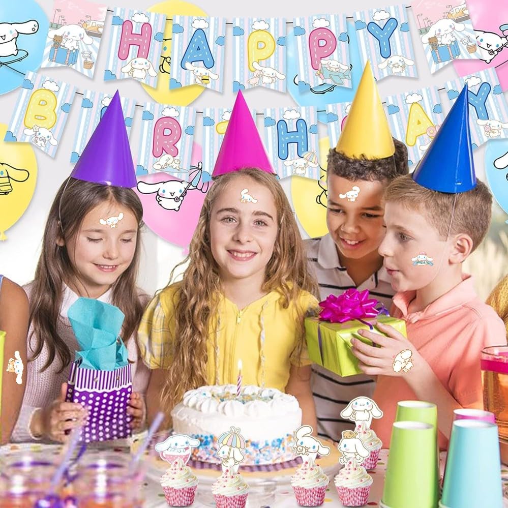 Miniatura 6 de 8 hojas de tatuajes temporales de Cinnamoroll para niños, decoraciones de fiesta de cumpleaños de Cinnamoroll para niños, suministros de fiesta