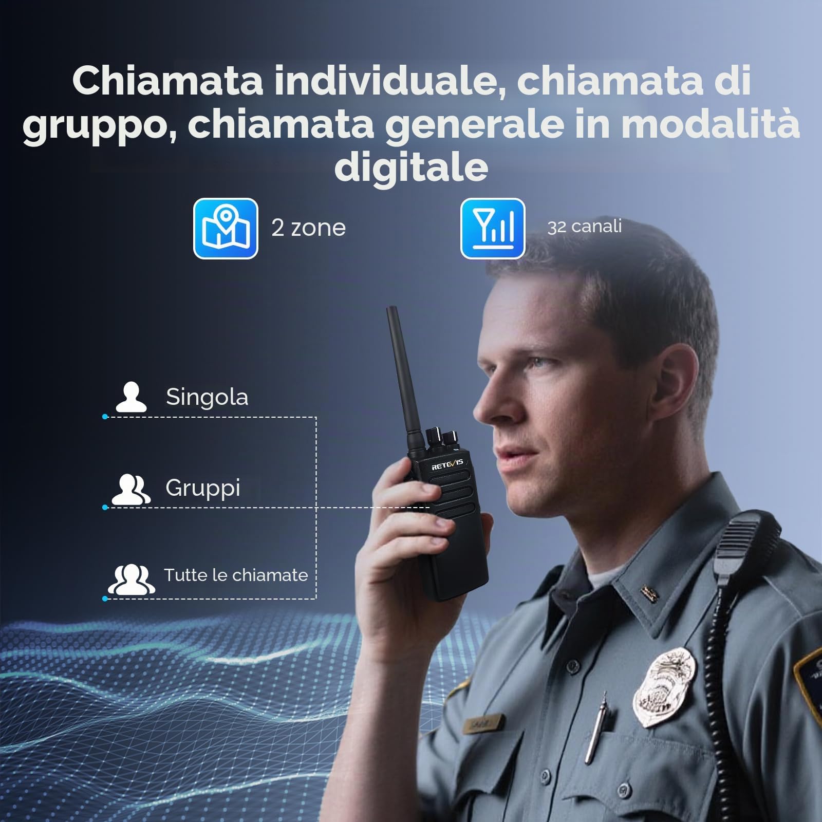 Retevis RT81 Walkie Talkie DMR, Ricetrasmittente Analogico Digitale IP67 | 2200mAh, 32 Canali, VOX Impermeabile, per Settore Industriale, Nero, 2 Pezzi