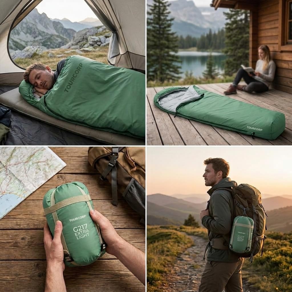 Sacco a Pelo Adulto Resistente E Leggero per Trekking E Campeggio Sacco Notte Compressibile in Nylon E Pongee Tessuto Sottile Traspirante per Notti