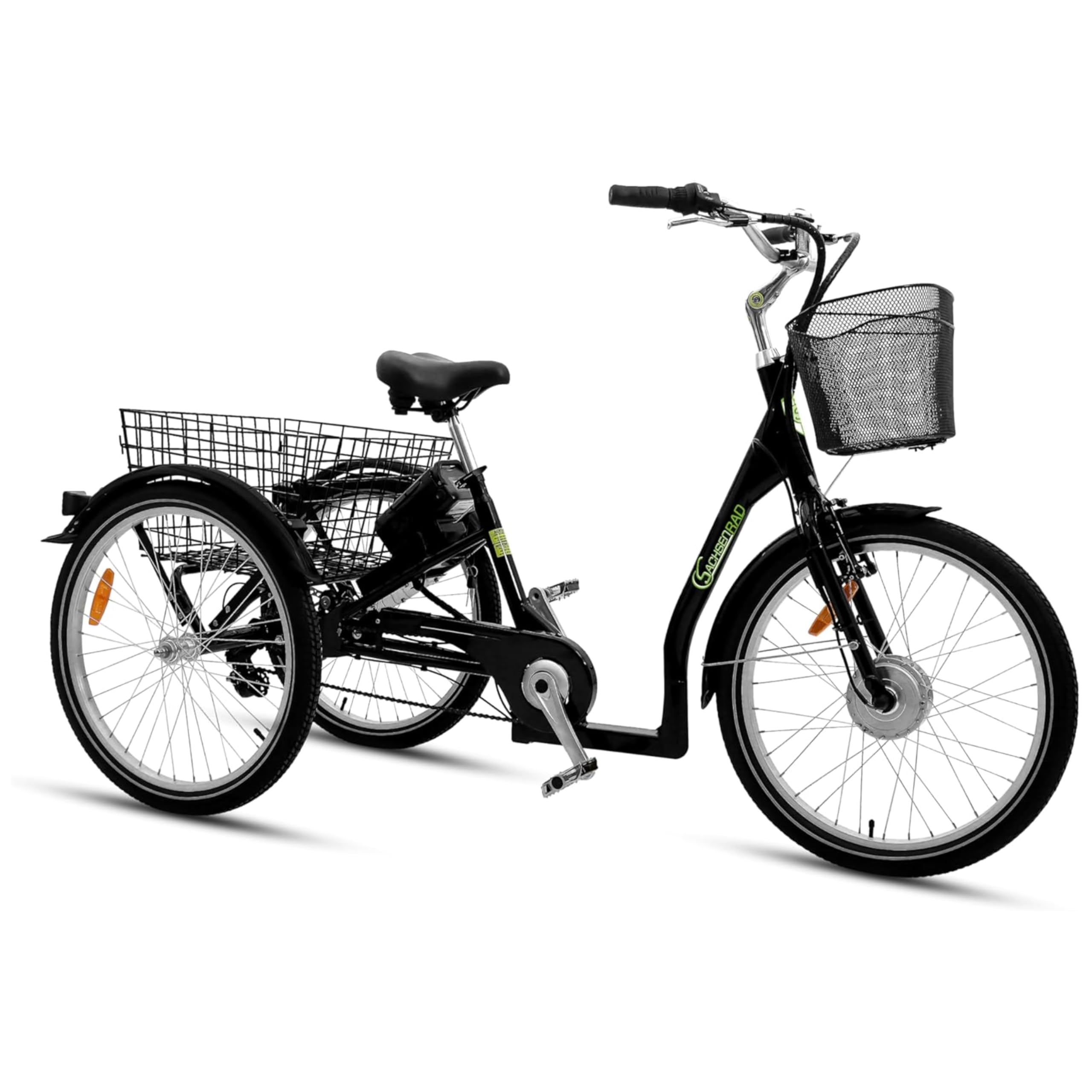 Vélo Cargo électrique T3A Trio avec système d'alarme, vélo électrique 250 W avec écran LCD et éclairage LED homologué StVZO pour Le Transport des Enfants, Cellule LG Durable, Noir