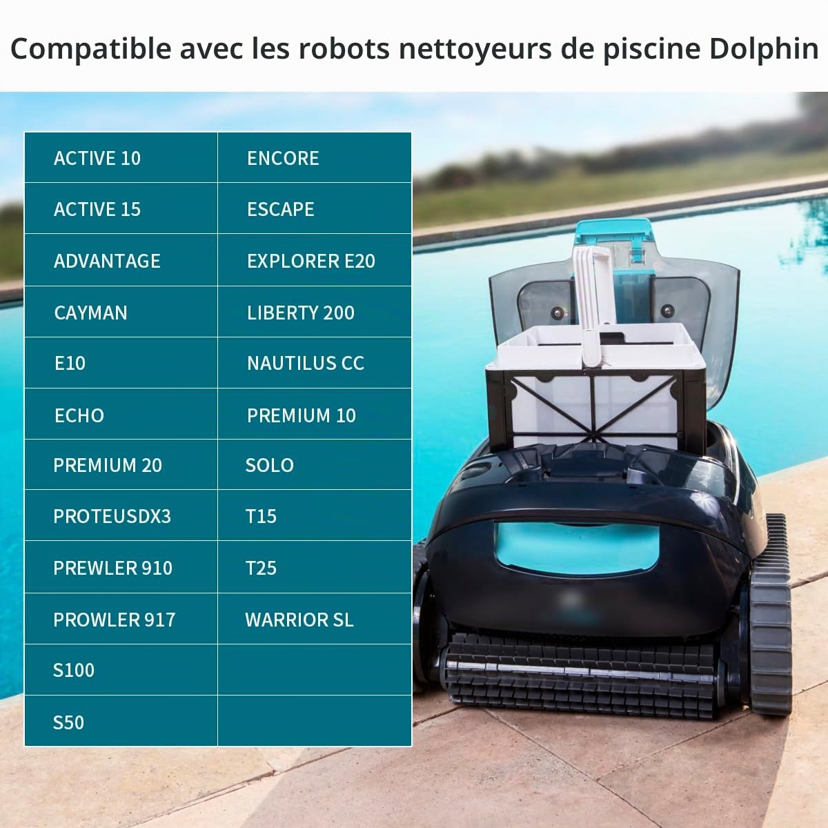 YanBan Panier filtrant standard compatible avec les robots de piscine Dolphin S100, Active 10, 15, Echo, Nautilus CC, E20 et Proteus DX3, numéro de pièce 9991459-R1