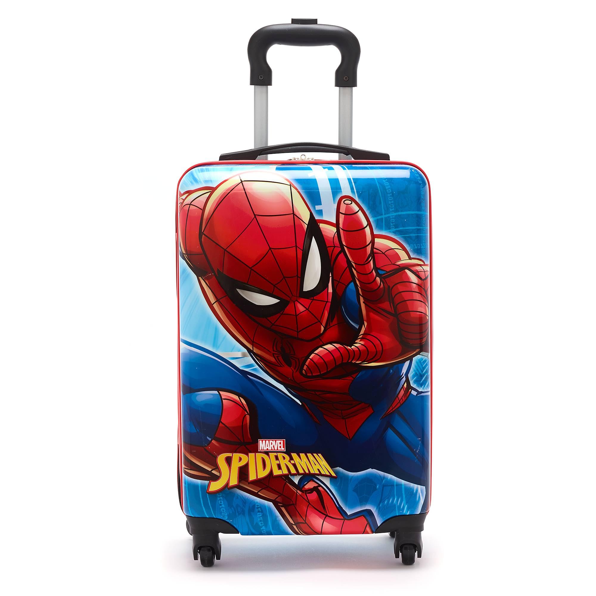 Disney Store Official Valise Spider-Man, 31 x 21 x 53 cm, Valise Bleu et Rouge pour Enfants, avec poignée télescopique, Roues multidirectionnelles et Poche intérieure