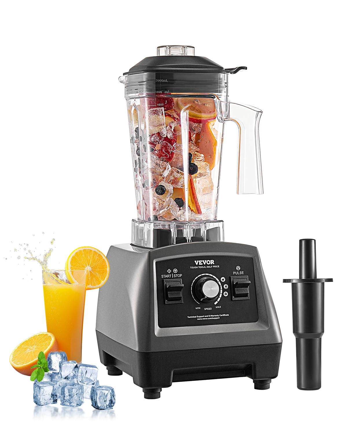 VEVOR Blender for Smoothies, 61 oz 1400W, Professional Blender with Powerful Motor, Multi-Functional Food Processing for Smoothie/Milkshake/Juice, Fits for Kitchen