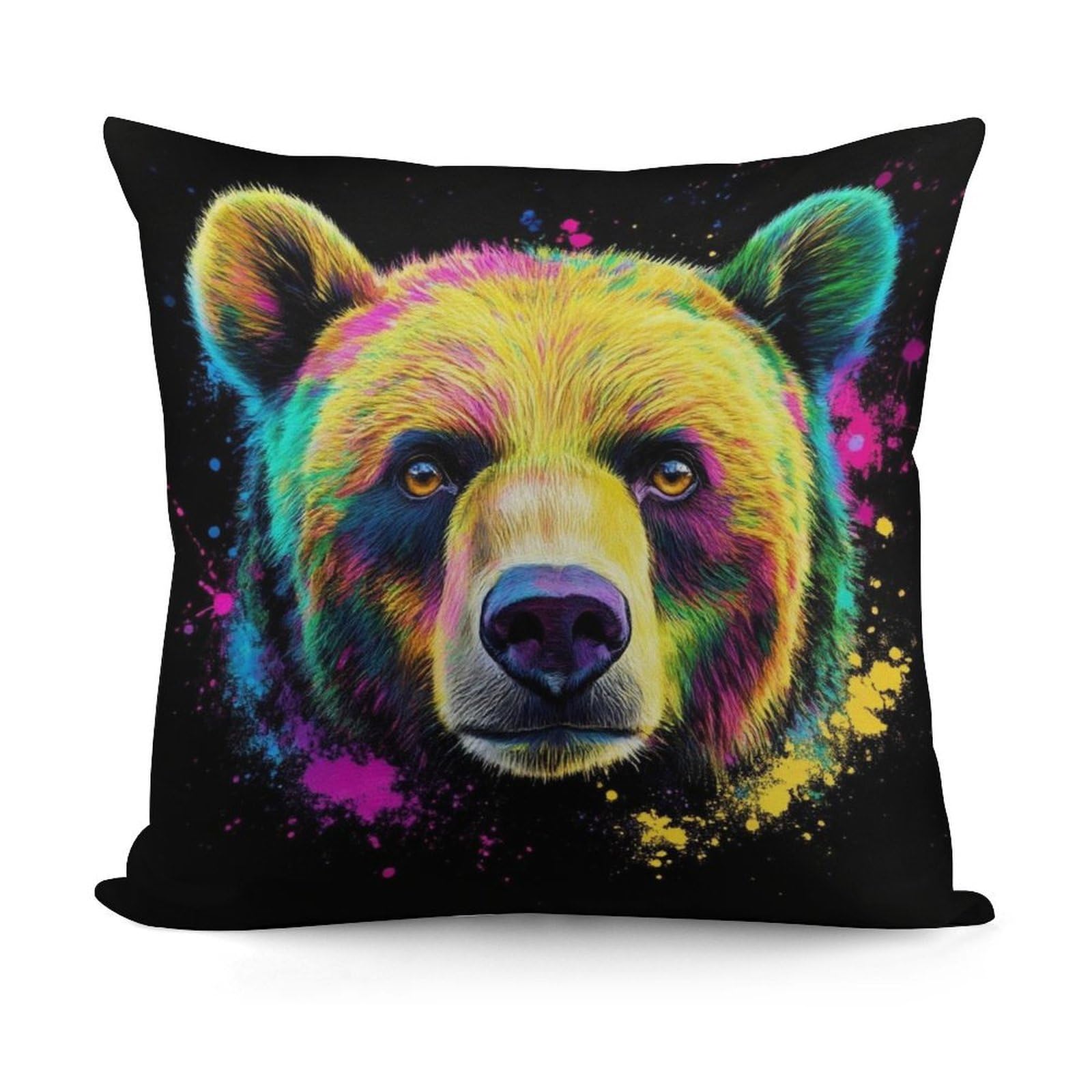 Smazdfxx Picture(560) Plush Decorative Throw Pillow Covers Couch Cushion Case Modern Home Decor For Sofa Soft Splash Ink Bear Pillowcases