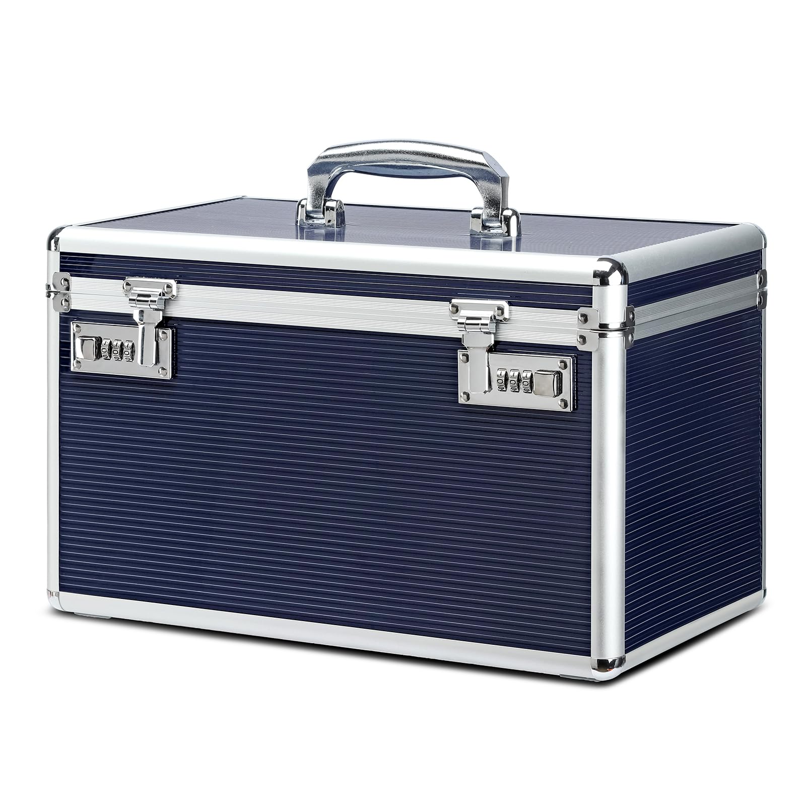 HEWEI WORKS Large Capacity Combination Locking Medicine Box with Portable Storage Case, 15 x 8.7 x 9.3 Inch, Childproof Medication Lock Organizer, Lockbox for Secure Cash, ID Documents (Blue/X-large)