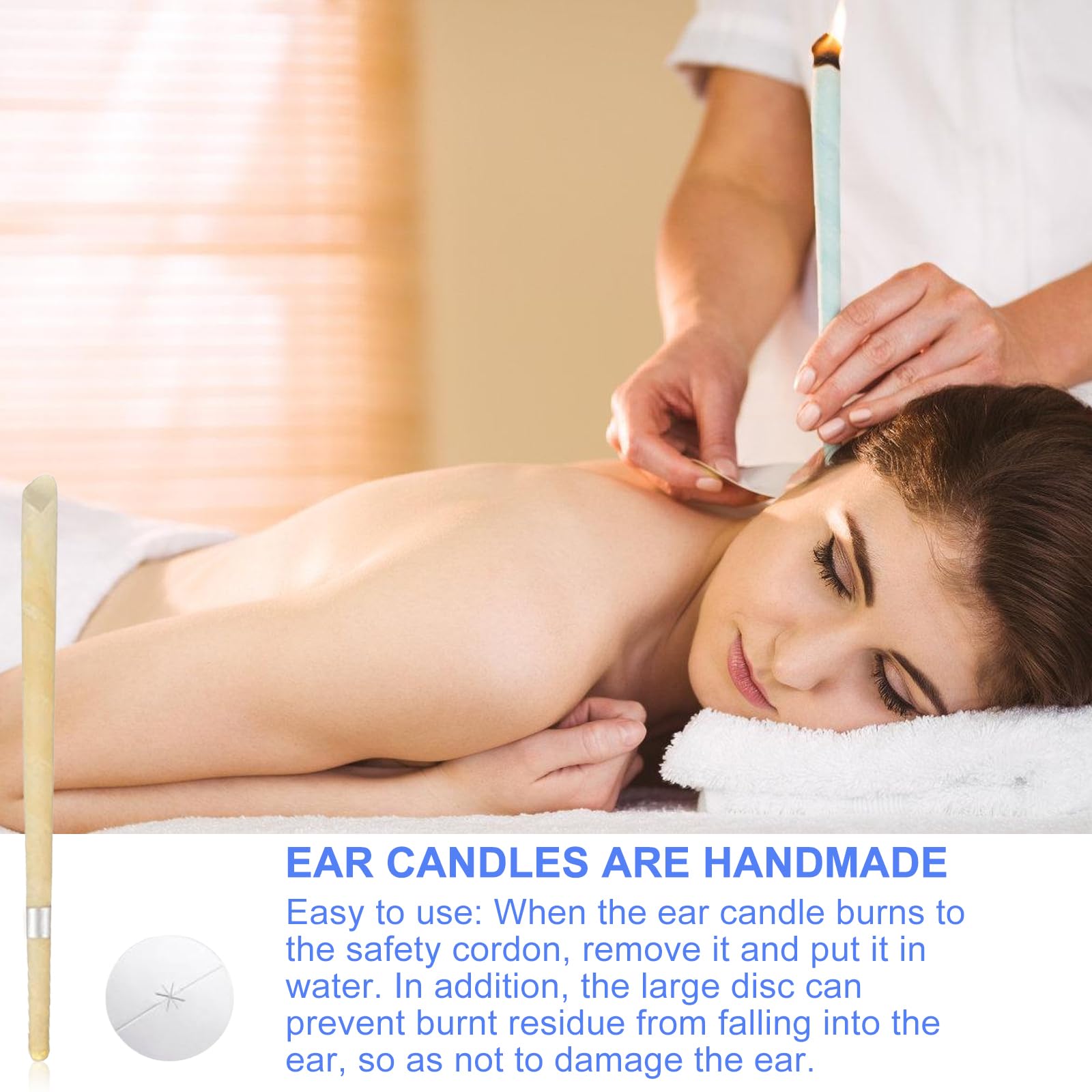 40 velas para los oídos: 24 cm para limpiar cerumen, con 20 bandejas, 40 bastoncillos de algodón y 2 cucharas, velas para los oídos, velas de perfume para relajación y salud