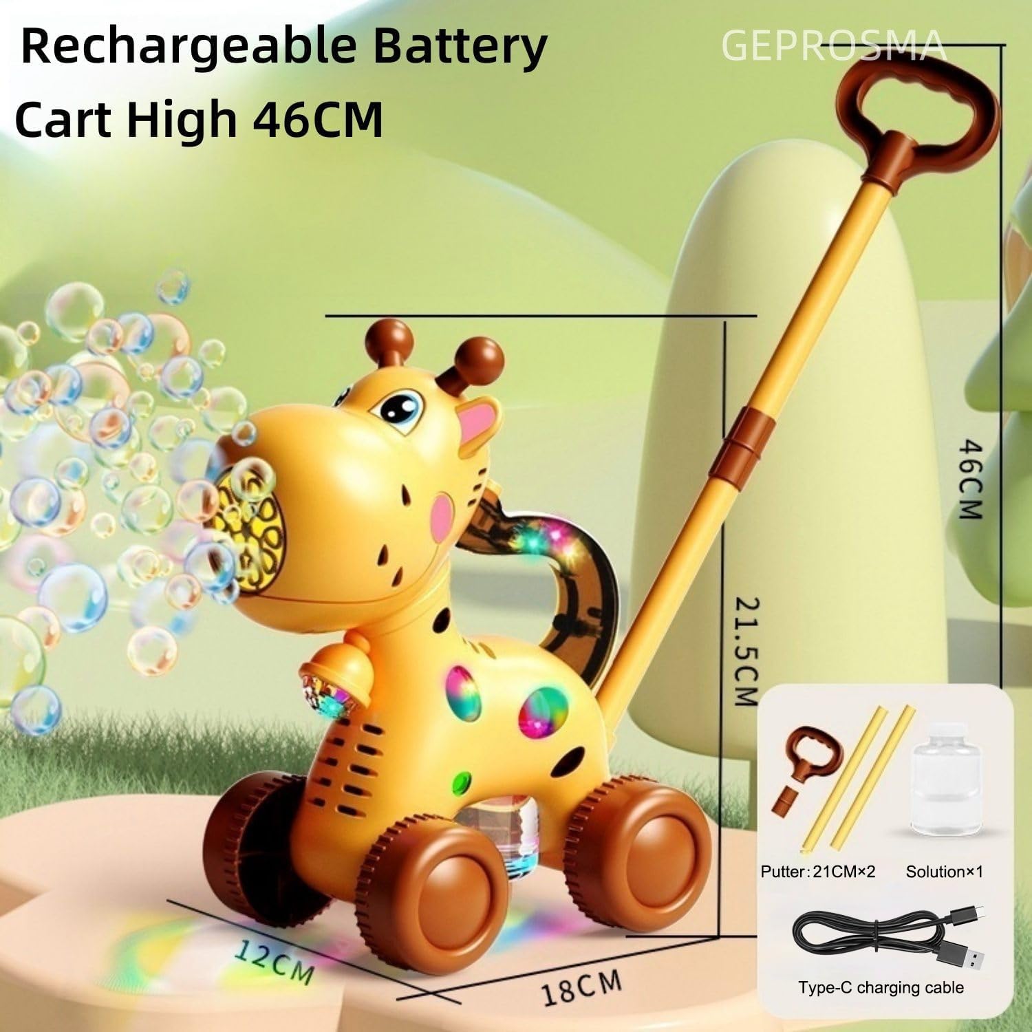 Macchina Automatico di Pistola Bolle di Sapone bambini, Tagliaerba di Sparabolle di Sapone,Ricaricabile Batteria,Giochi da giardino esterno per bambini Giocattolo