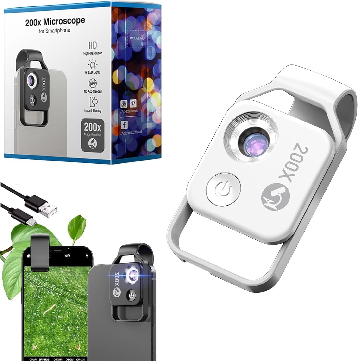 Portable Microscope For IPhone Android MIAO LAB 200X Pocket Microscope ...
