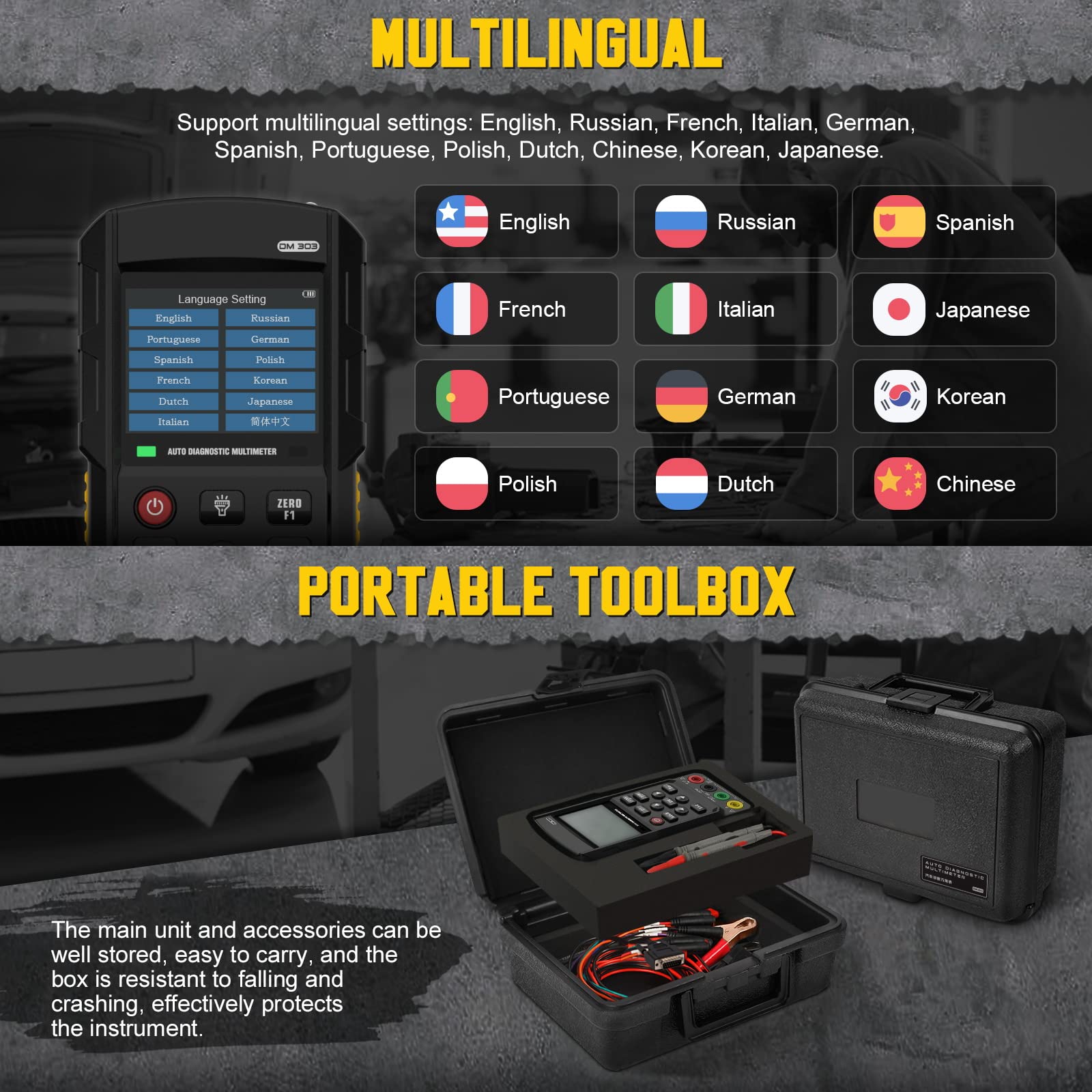 Handheld Oszilloskop Multimeter, DM303 Automotive Oszilloskop Digital Multimeter Analog Signal Frequenz Linie Detektor Test Stift, messen AC/DC Spannung und Strom