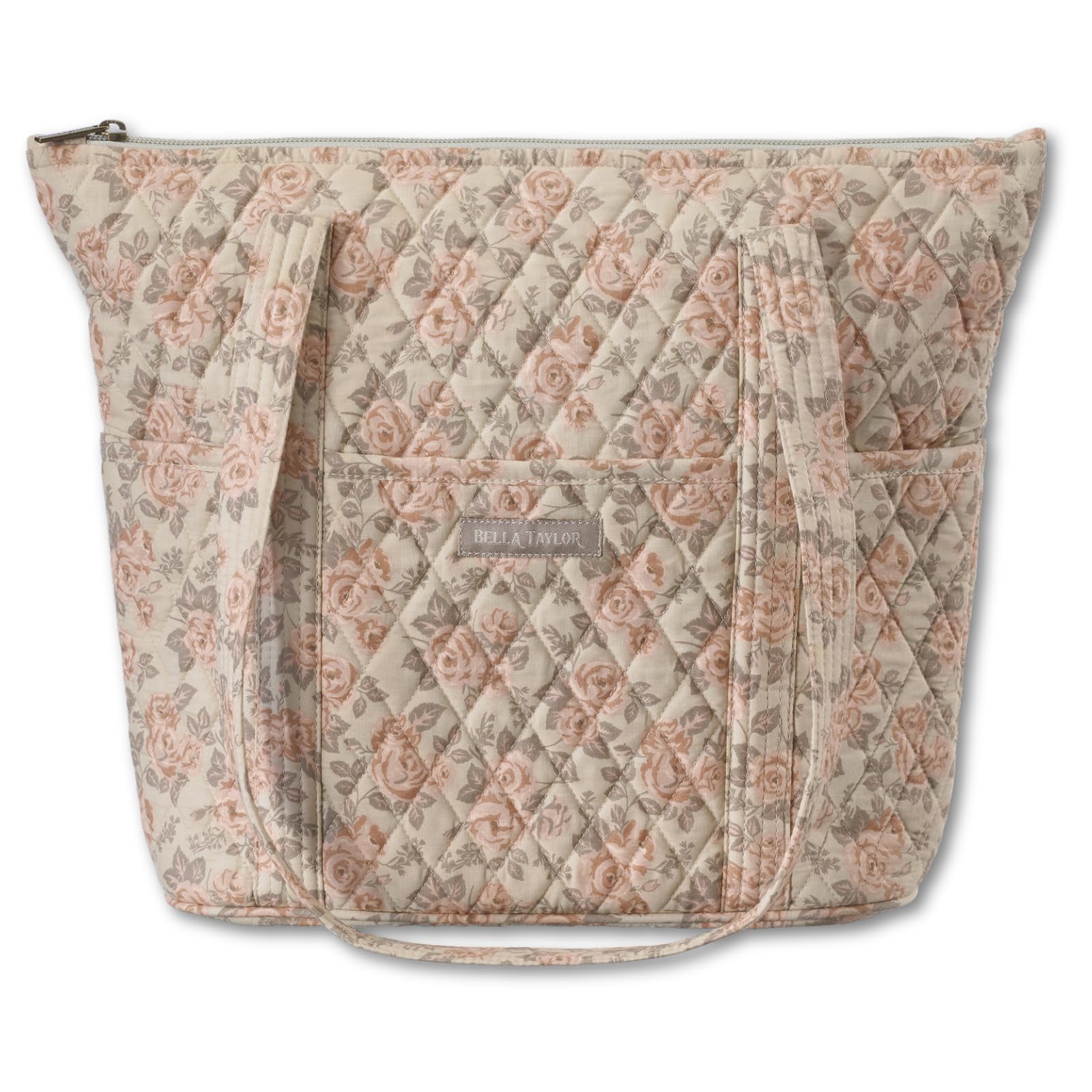 Bella Taylor Stride Shoulder Bag | Lightweight Quilted Cotton Tote Bag for Women | Cameo Rose