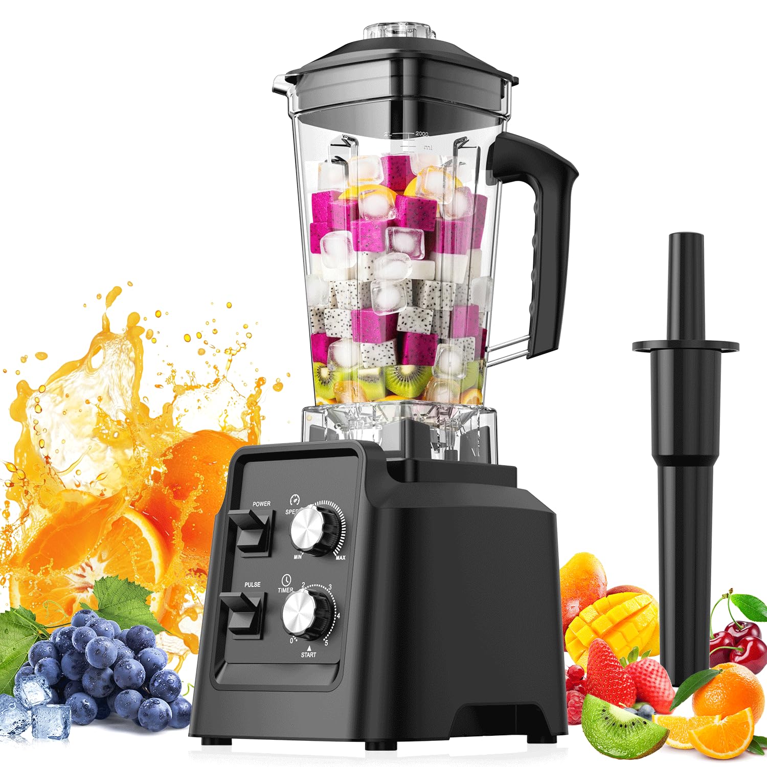 Blender for Smoothies - Countertop Blenders with 68oz Dishwasher-Safe Pitcher Blenders for Kitchen Ice Crushing Frozen Fruit BPA