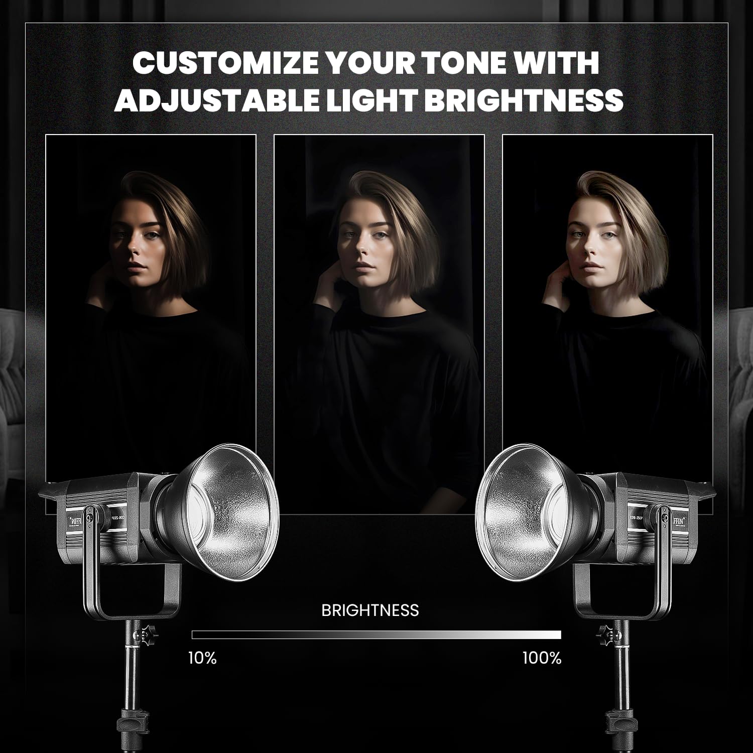 HIFFIN (COB-250P) 250W Bi-Color Continuous LED Video Light with 9 FX Modes, 2800K–6800K Adjustable, 10–100% Brightness Control, Remote Operated Studio Lighting for Photography & Videography 3