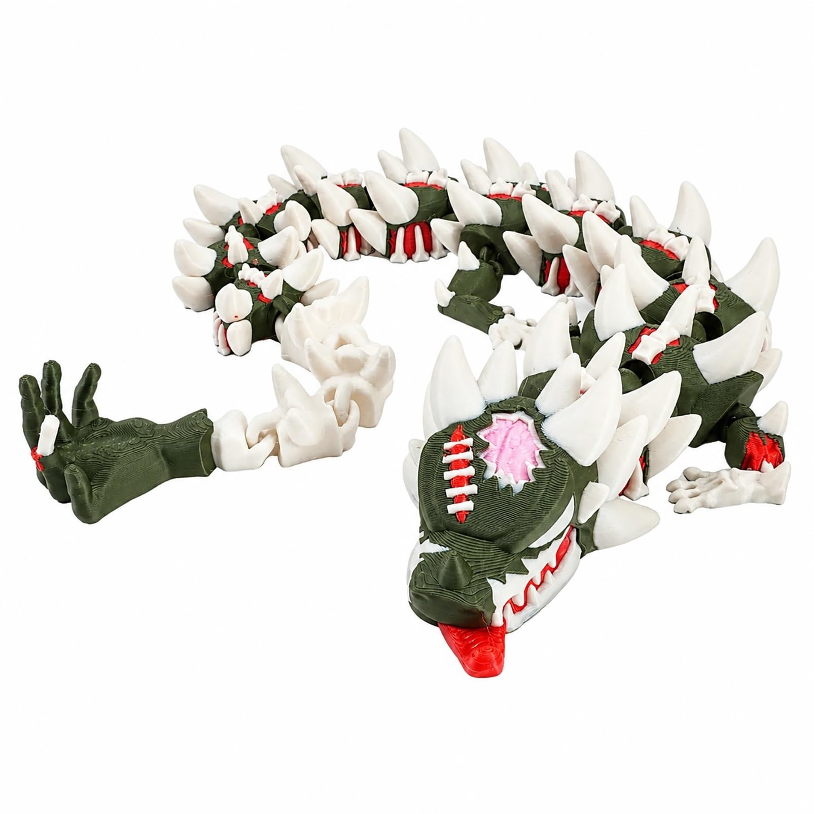 CASOME 3D Printed Articulated Dragon Figurine, Long Movable Fantasy Creature Model with Flexible Joints, Quirky Desk Decor for Shelf Office Display, Collector Gift for Dragon Lovers