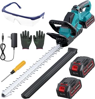 DOCSMART 20" Cordless Hedge Trimmer with 2x 4000mAh Batteries, 3000RPM Motor, 180° Rotating Head, Cuts 2/3" Branches