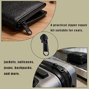 8Pcs Replacement Zipper Pulls,Zipper Pull Replacement Slider Zip Repair Kit | Universal zip fixer replacement for Jeans Luggage Backpack Sewing Bags Coat Jacket,Detachable Durable Black 4 Sizes #3#5#8#10