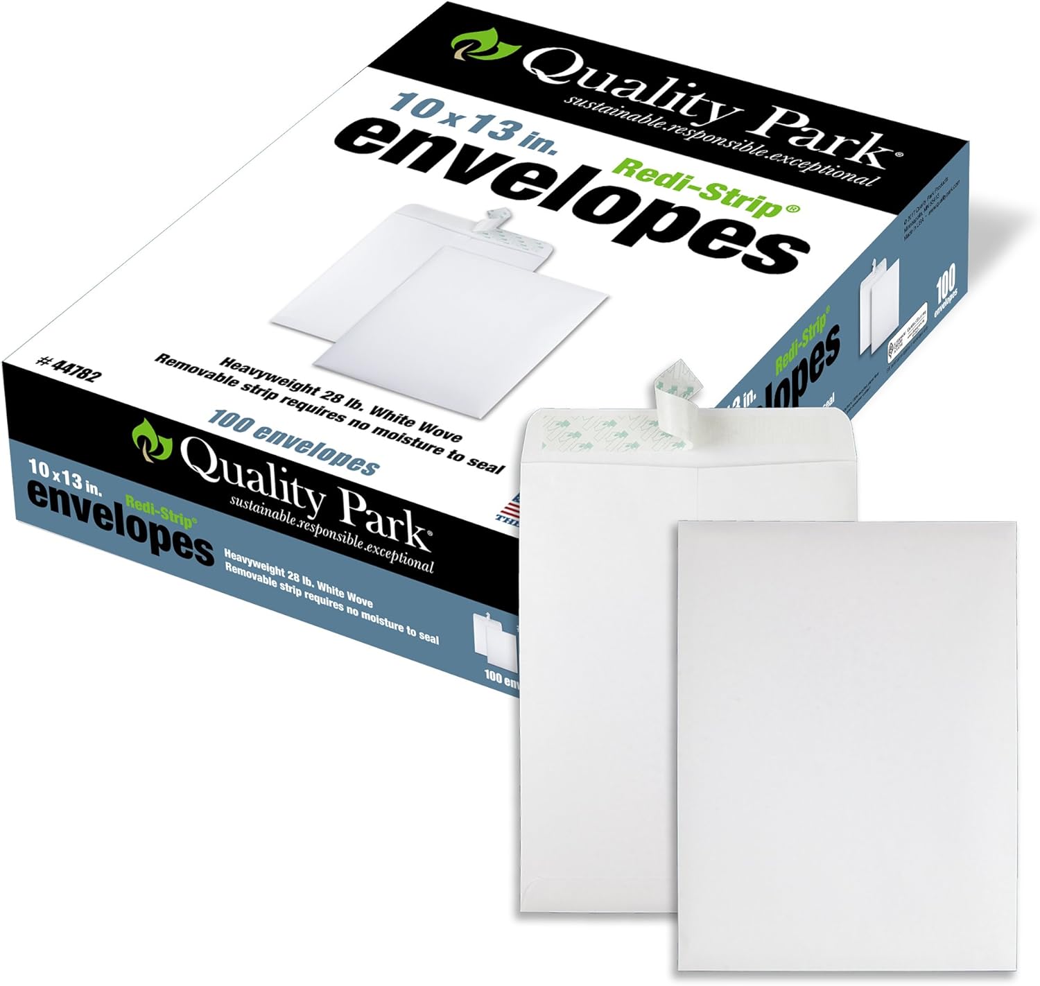 Quality Park 10 x 13 Catalog Envelopes with Redi-Strip Closure, 28 lb. White Wove, Great Option for Mailing, Storage and Organizing, 100 per Box (QUA44782) : Office Products