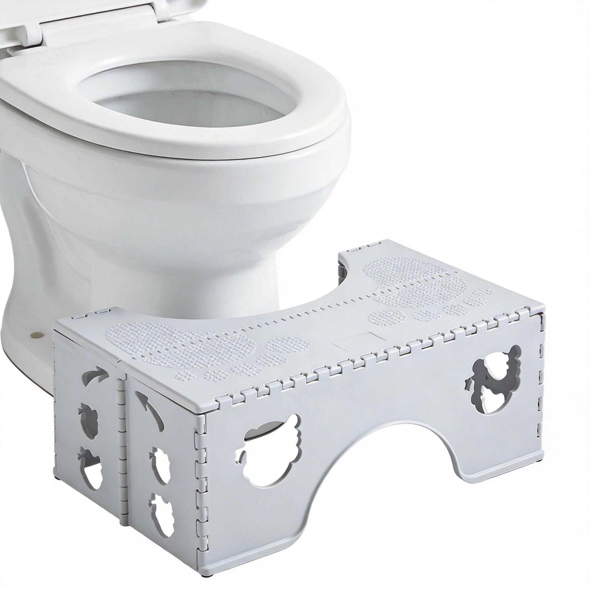 Toilettenhocker Klappbar WC Hocker für Erwachsene Kackhocker | Faltbarer Tritthocker Badezimmerhocker Toiletten Fußhocker Toilettenhocker für eine korrekte Sitzposition beim Stuhlgang