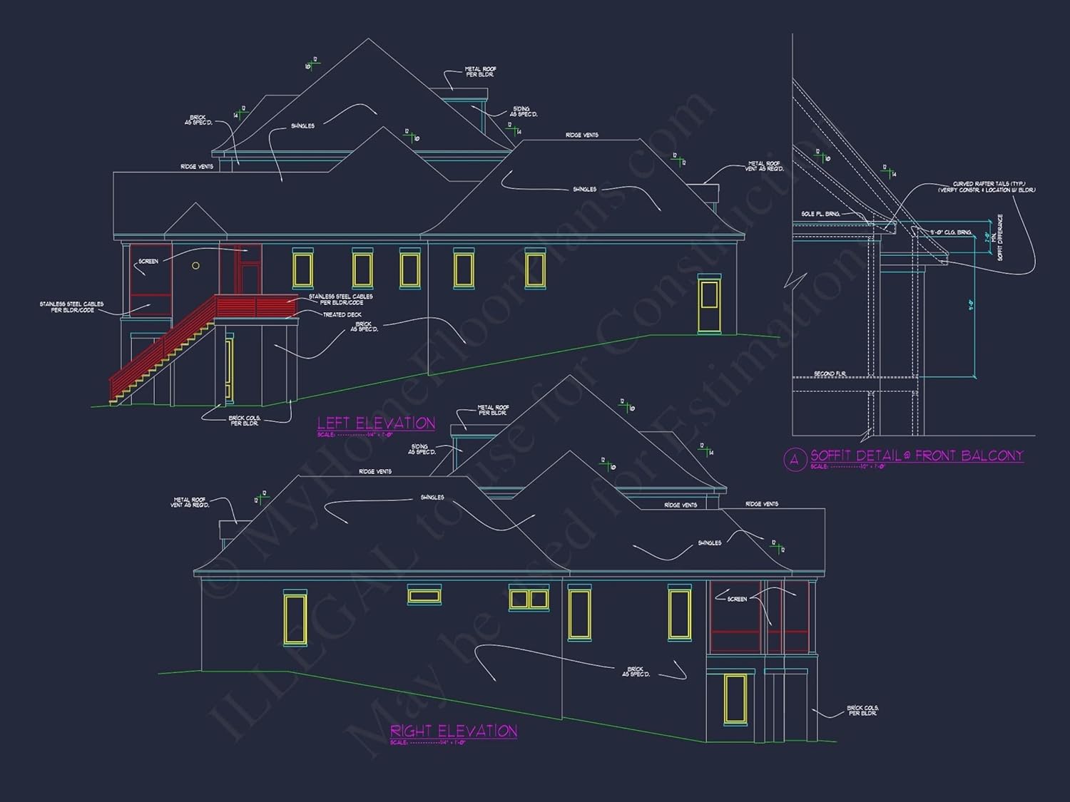 14-1690 House Plan - Luxe House Floor Plan with Architectural Designs and CAD Blueprint